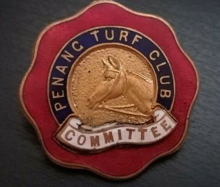 1950 Penang Turf Club Committee Member Singapore Horsing Racing Pin Metal Badge