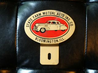Vintage State Farm Mutual Auto Insurance License Plate Topper Bloomington,  Il