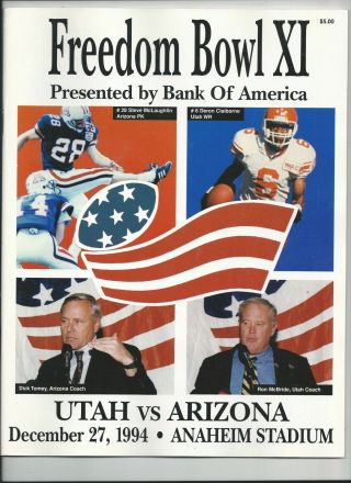 1994 Utah Vs Arizona Freedom Bowl College Football Program