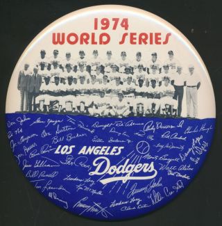 Los Angeles Dodgers World Series 1974 Team Photo Button S69