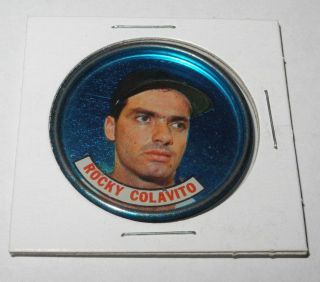 1965 Baseball Old London Space Magic Coin Pin Rocky Colavito Cleveland Indians 1
