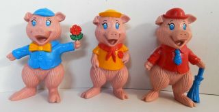 Vintage 1988 H.  G.  Toys Three Little Pigs Set Of 3 Pvc Figures