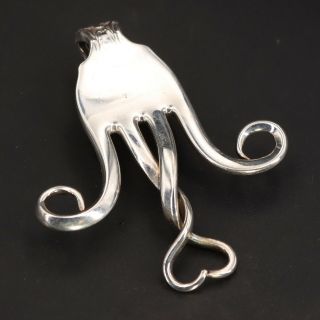 Vtg Sterling Silver - Artisan Made Curved Twisted Fork Pendant - 27g