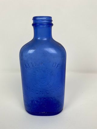 Vintage Phillips Milk Of Magnesia Cobalt Blue Glass Bottle 7 Inch