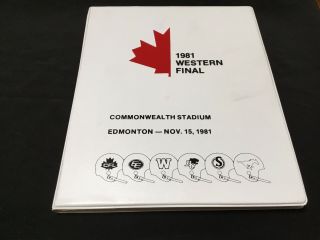 1981 Cfl Official Notebook Edmonton Eskimos Vs Bc Lions