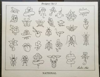 Sailor Ned Resinol National Nos Vintage Production Tattoo Flash Flowers