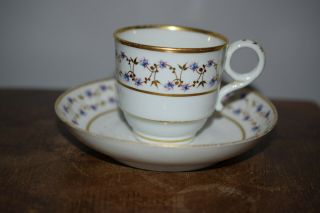 A Fine Antique Worcester Porcelain Cup & Saucer - C.  1780
