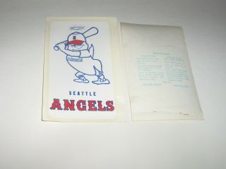 Seattle Angels 3 1/4 " X 5 " Team Logo Decal - 1965 68 - Pcl - Calif Angels - Ex,