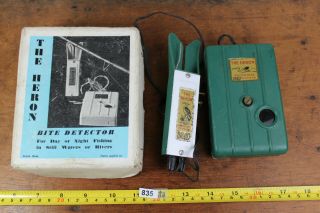 Vintage Fishing Heron Bite Alarm & Sounder Boxed Early Carp Angling 835