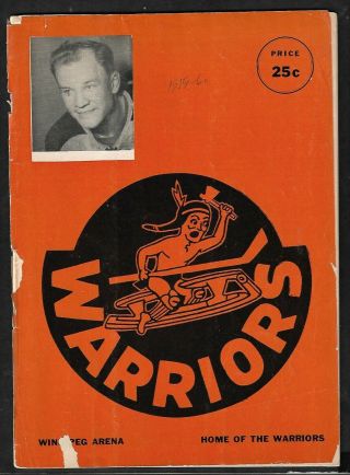 1959 - 60 Whl Program Hockey: Victoria Cougars At Winnipeg Warriors,  Green,  Bergma