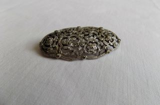 Vintage Flower Brooch With Marcasite Stones