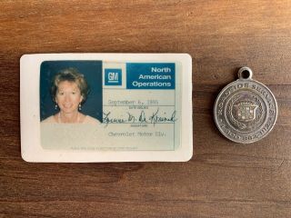 Vintage General Motors Gm Employee Badge Id Card Operations & Cadillac Service
