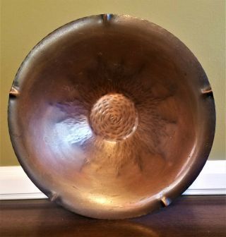 Vintage Craftsman Studios Copper Arts And Crafts Hand Hammered Footed Bowl