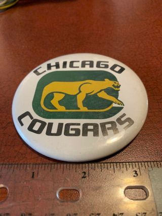 Chicago Cougars Logo 3 1/2 Inch World Hockey Association Wha 1970’s Button Pin