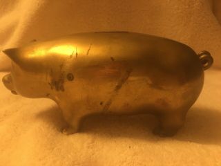 Vintage Hand Made Brass Pig Piggy Bank W/stopper