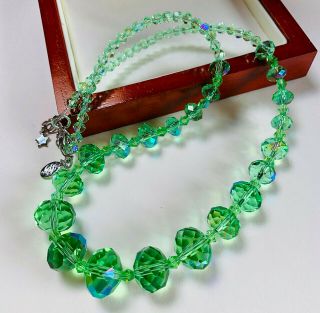 Vintage Jewellery Signed Kirks Folly Sparkling Green Crystal Necklace
