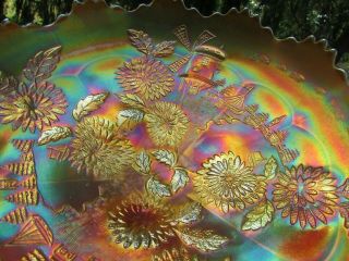 Fenton Chrysanthamum Antique Carnival Glass Large Ball Ftd Ics Bowl Marigold