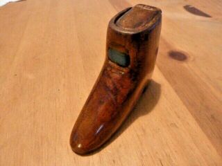 Antique/ Vintage Wooden Shoe Snuff Box With Sliding Lid.