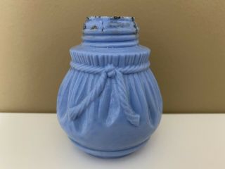 Cord & Pleat,  Believed To Be Produced By West Virginia Glass Coblue Salt Shaker