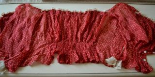 Antique Edwardian Era Semi Sheer Cotton Bodice Remnant Red Pin Dot Dolls Clothes