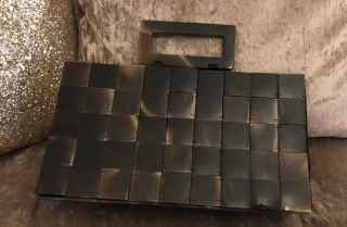 Vintage Lucite Faux Tortoise Shell Square Tile Handbag Chic Mod.  A