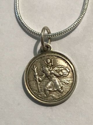 Vintage Sterling Silver Small Double Sided St.  Christopher Pendant 2.  3 Grams