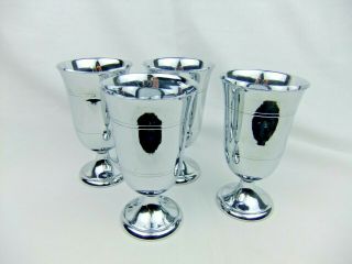 Art Deco Farberware Cocktail Cups Liquor Goblets Vintage Chrome