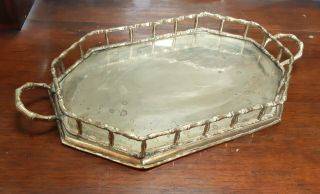 Vintage Brass Bamboo Gallery Tray " Hollywood Regency " Style
