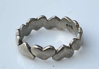 Vintage Sterling Silver 925 Ring Size N Hearts Marked 925