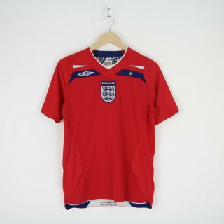 Mens Umbro England Football Red Away Shirt 2008 - 10 Vintage Soccer Jersey Xl 08