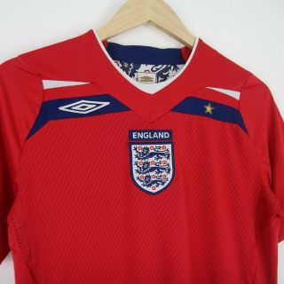 Mens Umbro England Football Red Away Shirt 2008 - 10 Vintage Soccer Jersey XL 08 2