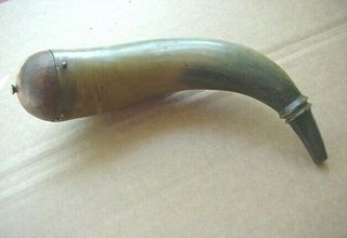 Antique Powder Horn With Carved Spout