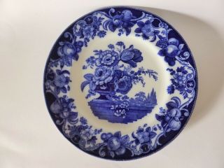 Antique Royal Doulton Flow Blue Pomeroy Dinner Plate,  Blue And White Floral