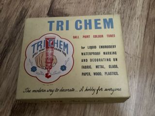 Vintage Tri - Chem Complete Set Paints Various Printed Sheets To Paint (