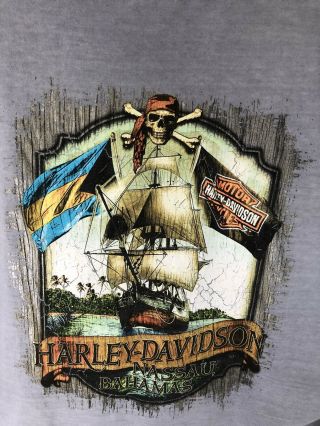 Harley Davidson (nassau,  Bahamas) Pirate Ship T - Shirt (xl) Double Print Pre - Owned