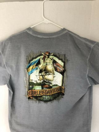 Harley Davidson (Nassau,  Bahamas) Pirate Ship T - Shirt (XL) Double Print Pre - Owned 2