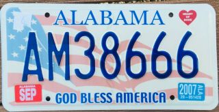 License Plate - Alabama - Good Repeating Number 6 666 - In God We Trust