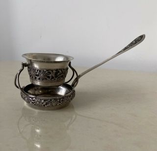 Passoire A Thé En Argent Massif Indochinois / Antiques Indochinese Silver