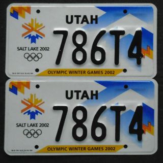 Utah 2002 Salt Lake Winter Olympic Games Olympics License Plate Pair 786t4