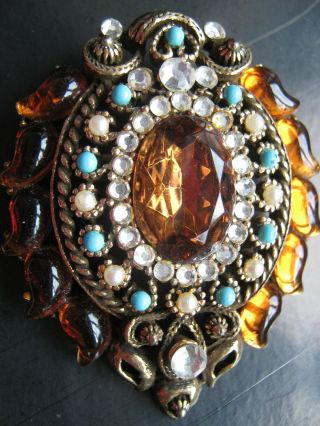 LARGE VINTAGE ART GLASS BROOCH IN THE STYLE OF FLORENZA 2