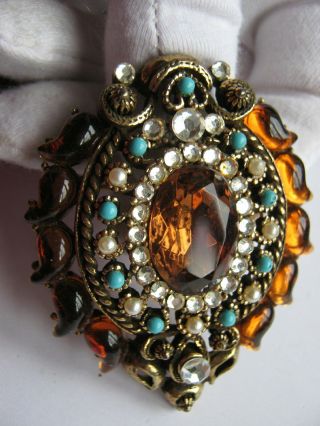 LARGE VINTAGE ART GLASS BROOCH IN THE STYLE OF FLORENZA 3