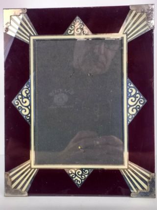 Vintage Art Deco Reverse Painted Glass Easel Style Picture Frame
