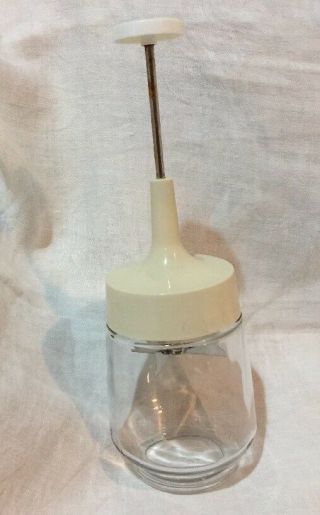 ❤️vintage Food Prep Chopper Gemco Usa Clear Glass Container White Handle Beige