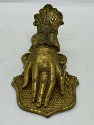 Antique Vintage Victorian Brass Ladies Hand Paper Clip Desk Top Letter Holder