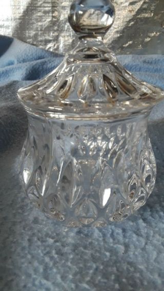 Vintage Clear Cut Crystal Glass Covered Lid 7 " Candy Dish Nut Bowl
