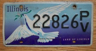 Single Illinois License Plate - 22826pv - Dove Of Peace - Land Of Lincoln