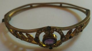 Antique Vintage Bracelet Possibly With Amethyst Stone,  pearls 2