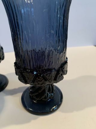 3 VINTAGE FOSTORIA SORRENTO WATER GLASS GOBLET Cobalt Blue 6” 3