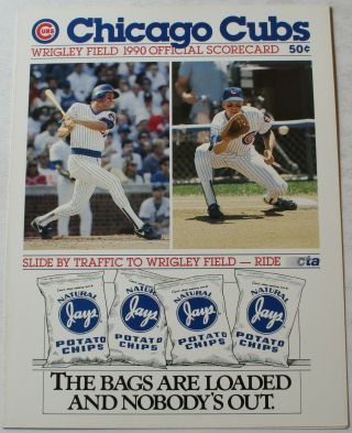 1990 Chicago Cubs Vs.  York Mets Scorecard Mark Grace Cover Strawberry