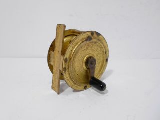 Vintage Antique Allcock 2 1/8 " Pressed Brass Trout Fly Fishing Reel
